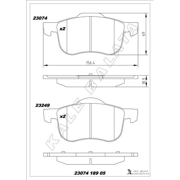 KALE BALATA ÖN BALATA VOLVO S60 00-10 S80 98-06 V70 97-07 XC70 00-07 S70 97-00 (31262503)