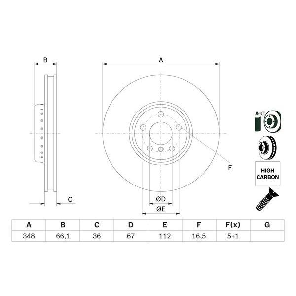 BOSCH FREN DISKI ON SAG BMW G20 G21 G22 G23 G30 G31 G38 G32 G11 G12 G14 G15 G16 G01 G02 G05 G18 G06 G07 G2 9 (34108858706)