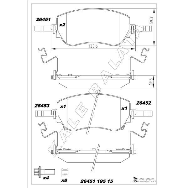 KALE BALATA ÖN FREN BALATASI FIAT EGEA YM. 2020> AKSESUARLI (77368941)