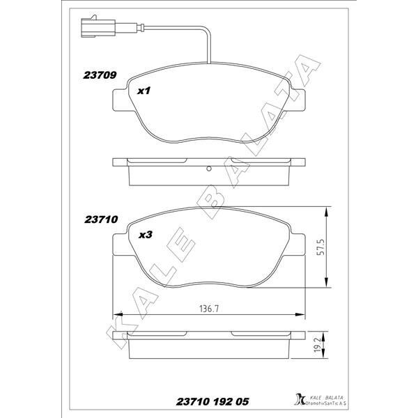 KALE BALATA ÖN FREN BALATASI OPEL COMBO D 12 PUNTO EVO 1.3-1.4-1.6D MTJ 09 500-500C 1.3DMJ 10 GRANDE PUNTO 1.6DMTJ 09 (95518218)