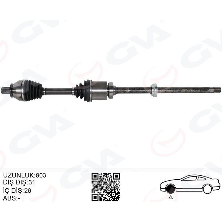 GVA KOMPLE AKS ÖN SAĞ FREELANDER 2 L359 2.2 TD4 06>14 UZUNLUK 1.002MM DİŞ 40 DİFERANSİYEL DİŞ 28 (LR002618)