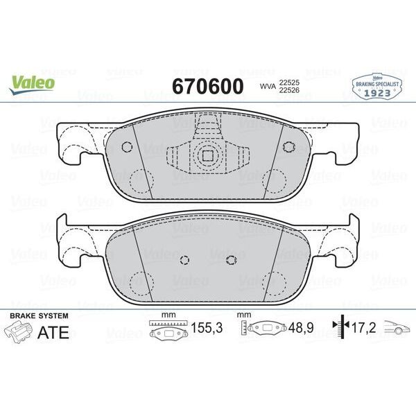 VALEO ÖN FREN BALATASI RENAULT CLIO IV 12 SYMBOL III 13 DACIA SANDERO II 13 LOGAN MCV II 14 LOGAN II 13 0.9TCE 1.0SCE 1.2 1.2TCE 1.5DCI 1.6 (410604682R)