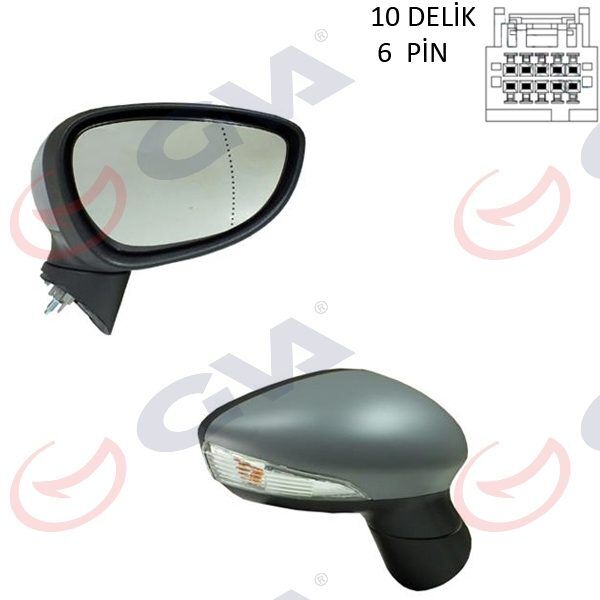 GVA DIŞ DİKİZ AYNASI SOL FORD FİESTA 13> ELEKTRİKLİ ISITMALI ASTARLI 10 DELİK-6 PİN 6 FİŞ VM-6326EHPAL (C1BB17683DD)