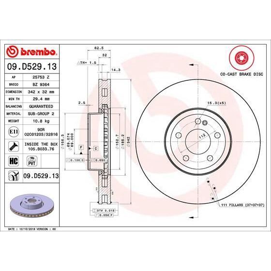 BREMBO FREN DISKI ON MERCEDES X253 W213 C253 C257 (A0004212812)