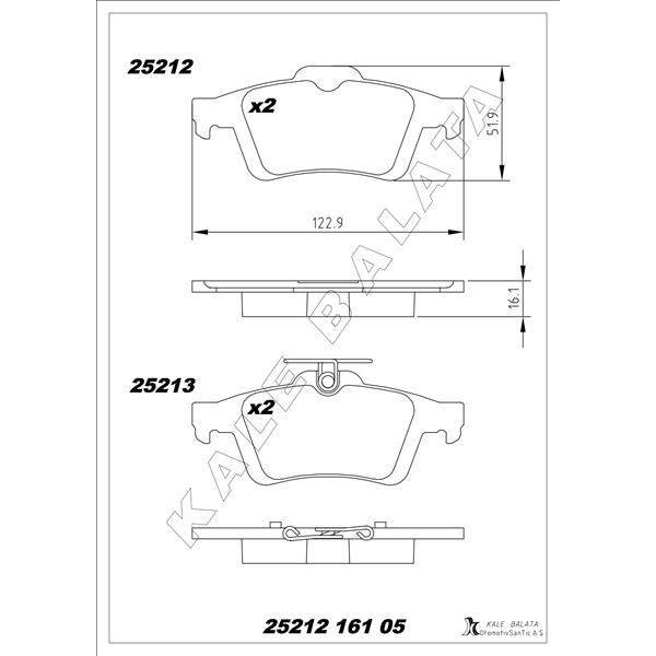 KALE BALATA ARKA BALATA FOCUS II CMAX 03> CONNECT 02> LAGUNA III 07> OPEL VECTRA C 02> SIGNUM 03> CITROEN C5 08> PEUGEOT P508 10>18 1647875980-4254.A8 (3M512M008AC)