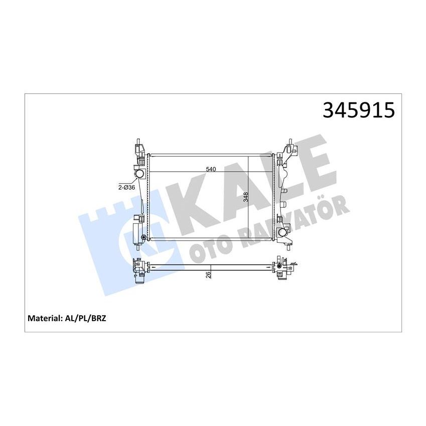 KALE RADYATOR SU RADYATÖRÜ FIAT PUNTO-FIORINO-QUBO 1.2 1.4 1.4 16V 05 > MT AC NAC BRAZING 540X348X26 (51864284)