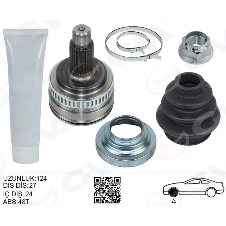 GVA AKS KAFASI DIŞ SAĞ/SOLL BMW E36 E46 TEKERLEK TARAFI UZUNLUK 124MM (33211227032)