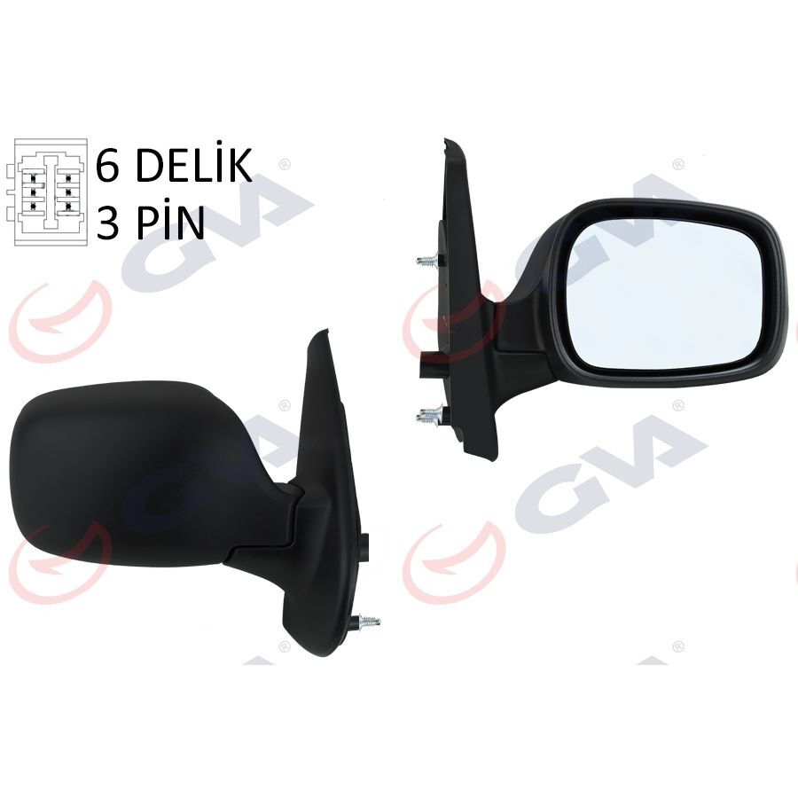 GVA DIŞ DİKİZ AYNASI SAĞ KANGOO 01> ELEKTRİKLİ ISITMALI ASFERİK 5 FİŞ VM-132NEHR (7700354639)
