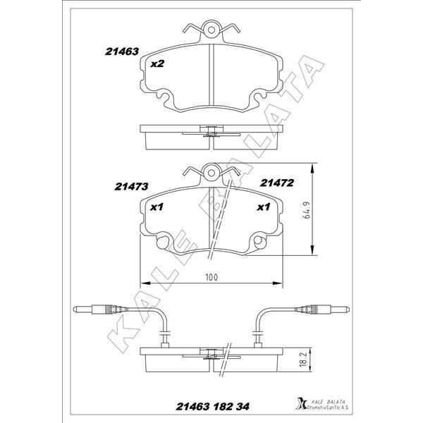 KALE BALATA ÖN BALATA FİŞLİ RENAULT R9-R19-R21-CLIO I-II-MEGANE I-TWINGO-LOGAN-SANDERO-SOLENZA (7701204833)