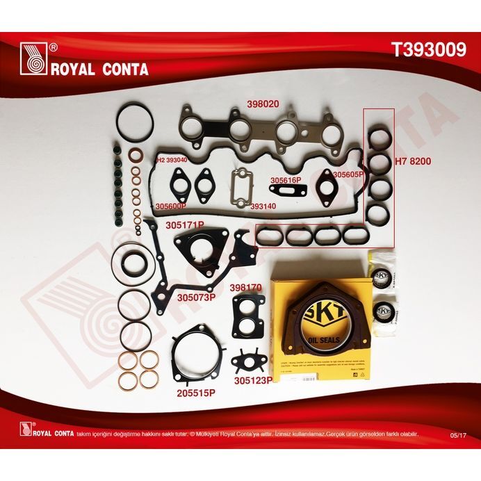 ROYAL MOTOR TAKIM CONTA SKT KEÇELİ/SUB.LASTİKLİ/SKC SİZ DOBLO-PUNTO 1.9 DZL