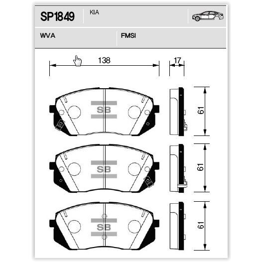 SANGSIN ÖN FREN BALATA HYUNDAI TUCSON 1.6L D4FE CRDİ DIZEL 136HP 15- 1.6L G4FJ 15- / KIA SPORTAGE 1.6L D4FE CRDİ DIZEL 136HP 15- / 1.6L G4FJ 15- ÜSTTEN DELİKLİ TİP (58101D4A20)