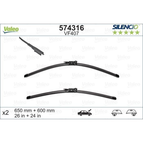 VALEO X SİLECEK SILENCIO 65 60 X2 FLATBLADE-MUZ TİPİ VM407 MERCEDES VANEO 02-05 119388 BIYIKLI (A1698200145)