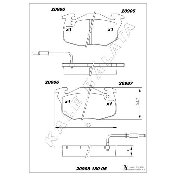 KALE BALATA ÖN BALATA R9-R11-R19 CLIO-EXP-P106-P206 GDB327 (7701202711)