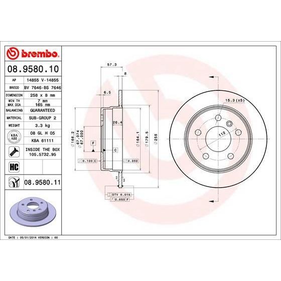 BREMBO FREN DISKI ARKA MERCEDES W169 W245 (A1694230912)