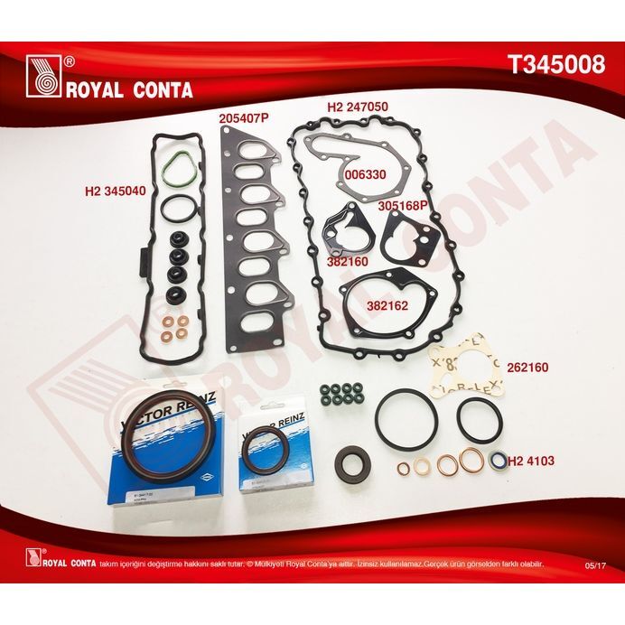 ROYAL SİLİNDİR LASTİKLİ TAKIM CONTA KEÇELİ MASTER-MGN 1.9 F9Q