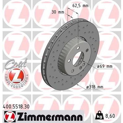 ZIMMERMANN FREN DISKI ON MERCEDES C-CLASS W205 S205 C205 A205 (A0004212112)