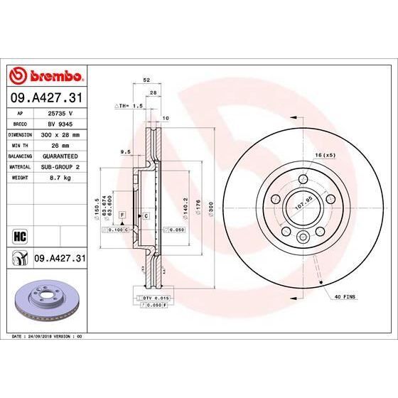 BREMBO FREN DİSKİ ÖN FORD MONDEO-LAND ROVER FREELANDER 2 07> ÇAP: 300MM 5 DELIK VOLVO S60 II 10 > S80 II V70 III XC70 II 06 > 300CM CAP (30769056)