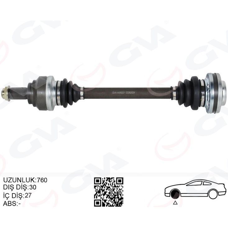 GVA KOMPLE AKS ARKA SOL BMW E81 E82 E87 E88 E90 E91 E92 E93 600MM DİŞ 30 (33207604601)