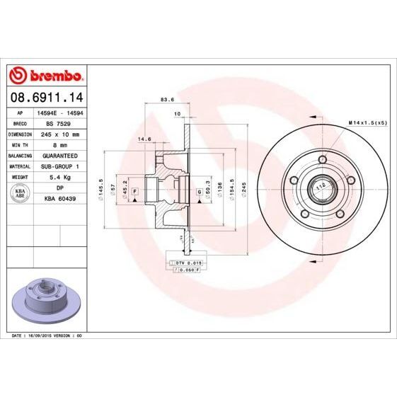 BREMBO ARKA FREN DİSKİ. PASSAT A4 1.8 1.8T 1.9 TDI ADR AEB (8D0615601B)