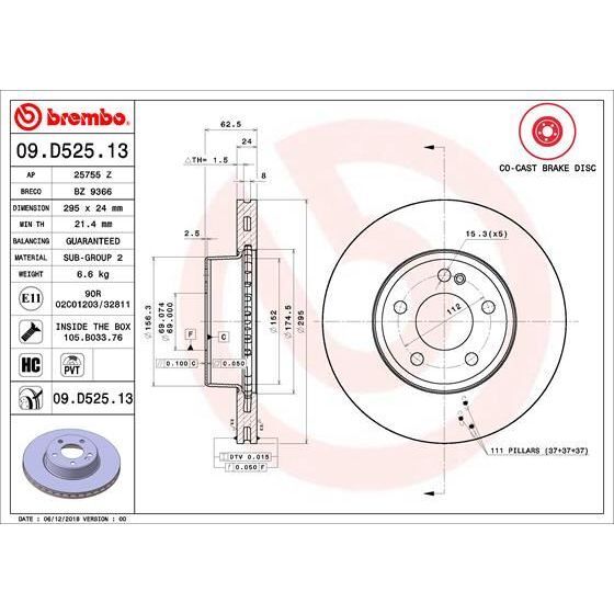 BREMBO FREN DİSKİ ÖN W205 (A0004212412)