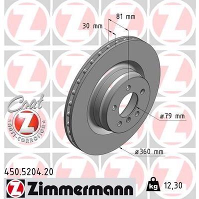 ZIMMERMANN FREN DISKI ON RANGE ROVER 3 VOGUE L322 05 12 (LR031843)