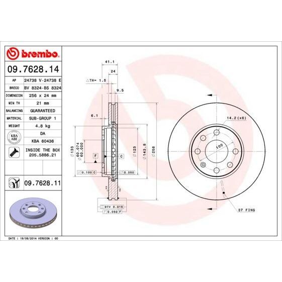 BREMBO ÖN FREN AYNASI ASTRA G 98>09 ZAFIRA A 99>09 256X24X4DLXHAVALI (569059)