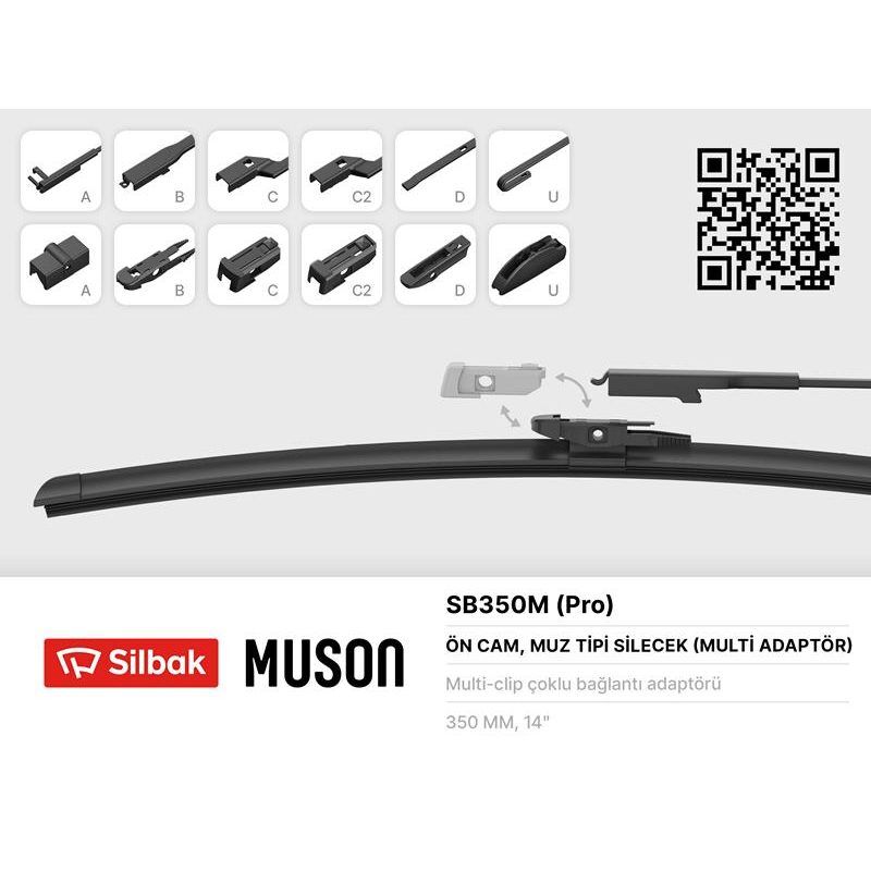 SILBAK SİLECEK SÜPÜRGESİ MUZ TİPİ GRAFİTLİ 350MM 6 APARATLI
