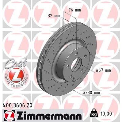ZIMMERMANN FREN DISKI ON MERCEDES S-CLASS W220 98>05 (A2204212512)