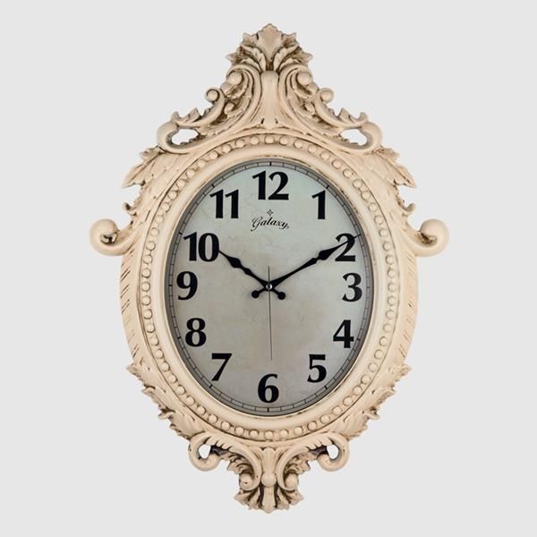 SAAT 731-CV DUVAR SAATİ KREM RENGİ ÇERÇEVE ÇAP:73CM X 54CM VİNTAGE TAÇLI EKSİTME DEKORATİF AMERİKAN BRİSTOL KADRAN AKAR SANİYELİ MEKANİZMA AKRİLİK BOYA MİNERAL CAM (KR)