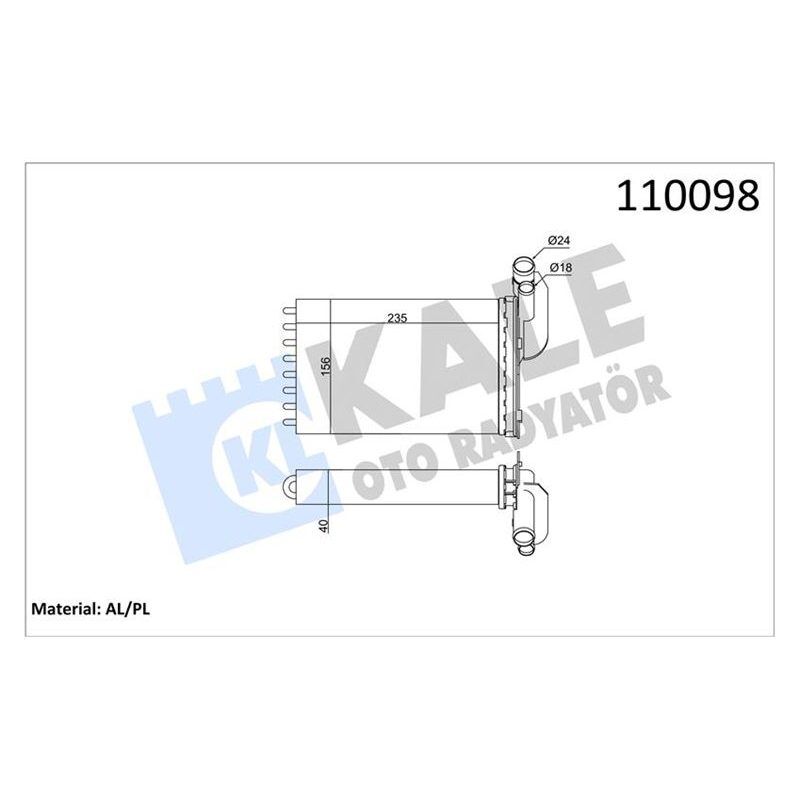 KALE-RADYATOR KALORİFER RADYATÖRÜ MGN I-CLIO I-R19 234X157X42 2 SIRA AL PL SİSTEM (7701033457)