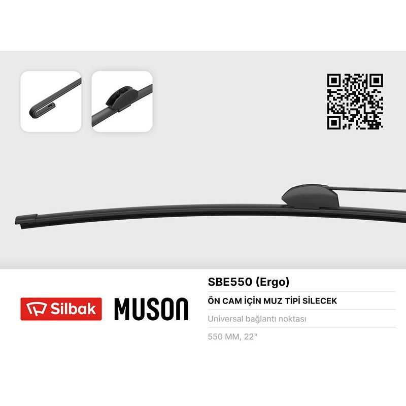 SILBAK SİLECEK SÜPÜRGESİ MUZ TİPİ 550MM ÜNİVERSAL KANCALI ERGONOMİK