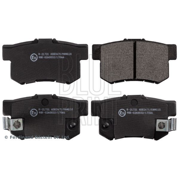 BLUE PRINT ARKA FREN BALATA HONDA CIVIC 1.6L D16 VTEC VTI 01-05 / 1.4L 1.6L 96-01 / 1.6L R16A2 VTEC SEDAN 06-> / ACCORD 2.0L F20 90-98 / LEGEND 3.2L 91-96 / SUZUKI SX4 1.6L M16A RW416 05-> (43022S2A000)