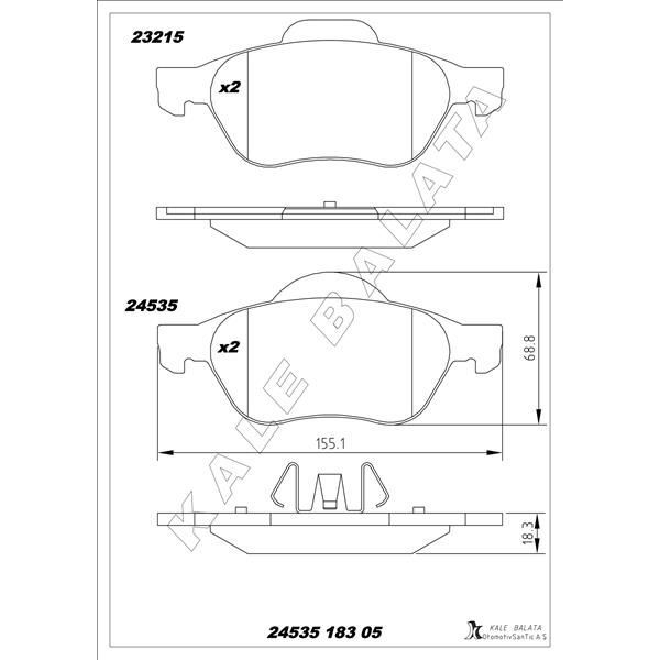 KALE BALATA ÖN BALATA MEGANE II 02> SCENIC II 02> CLIO III 05> 1.5DCI 1.6 16V 2.0 16V (410601237R)