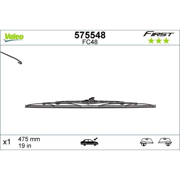 VALEO SİLECEK SÜPÜRGESİ 48CM X1 NORMAL TİP FİRST ÜNİVERSAL (NGR465)