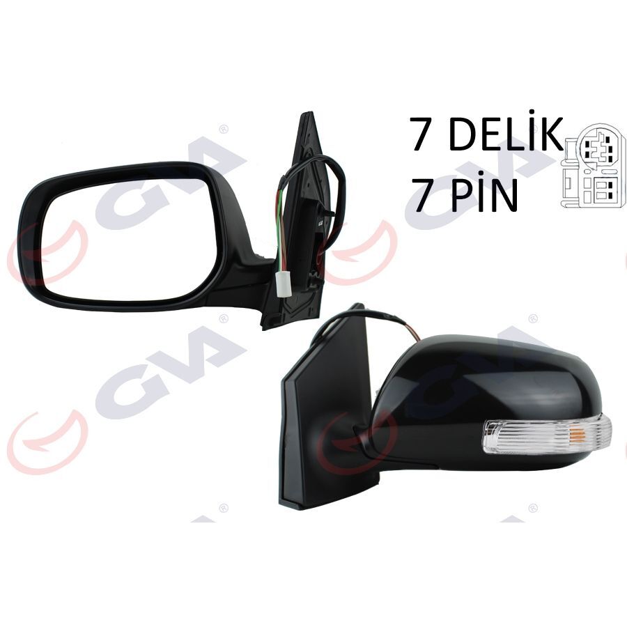 GVA DIŞ DİKİZ AYNASI SOL COROLLA 08> ELEKTRİKLİ ISITMALI KATLANIR SİNYALLİ ASTARLI KONVEKS 7 FİŞ VM-6263EBL (8794002780)