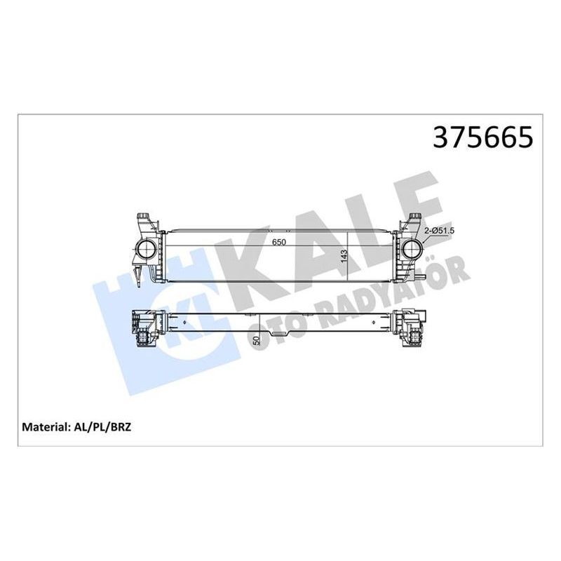 KALE RADYATOR TURBOSARJ RADYATORU MERCEDES VITO W447 14> (A4475010501)