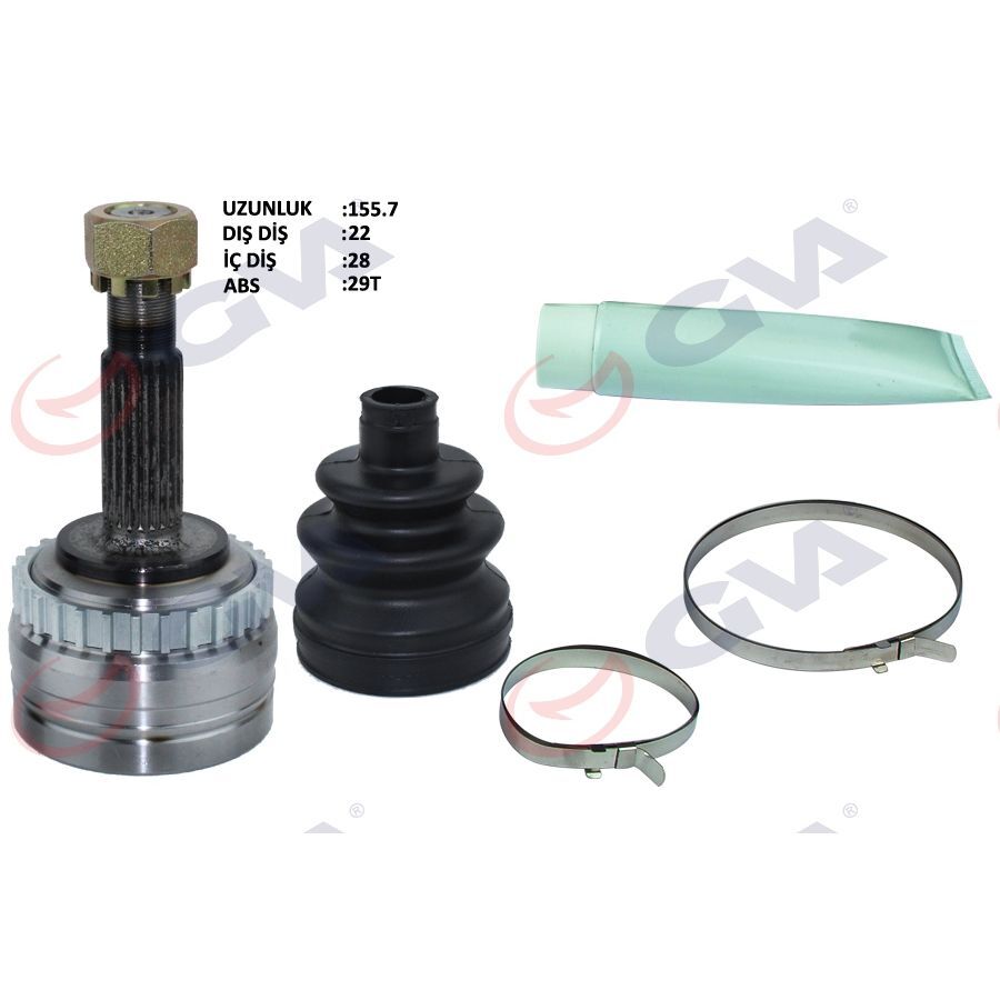 GVA DIŞ AKS KAFASI CORSA B-C 94>06 COMBO B-C 94>11 TIGRA B 04>10 MERIVA A 04>10 ABS Lİ 29 DİŞ 22X28X52 155MM (26032411)