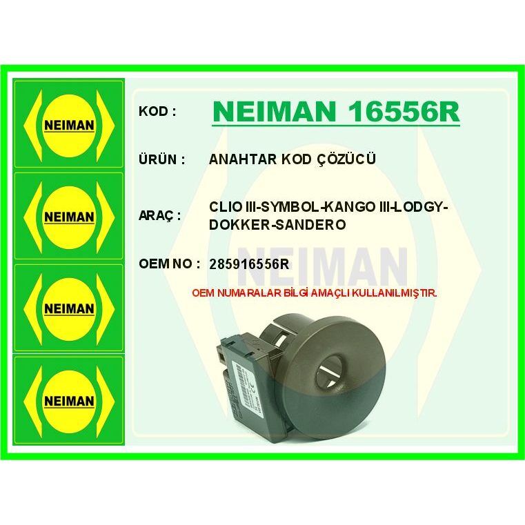 BESCHER ANAHTAR KOD ÇÖZÜCÜ CLIO III-SYMBOL-KANGO III-LODGY-DOKKER-SANDERO (285916556R)