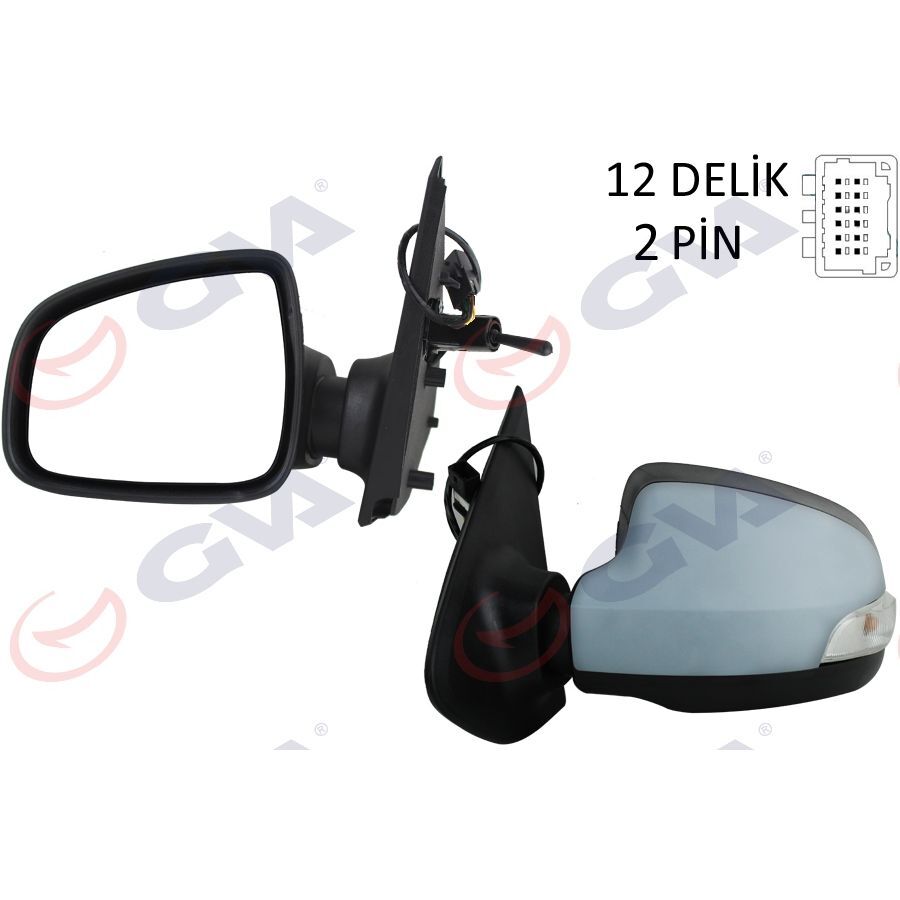 GVA DIŞ DİKİZ AYNASI SOL SYMBOL-SANDERO 13> 1 MEKANİK SİNYALLİ ASTARLI KONVEKS 2 FİŞ VM-6129PL (963028691R)