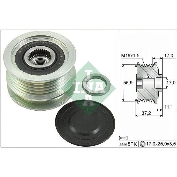 INA ALTERNATÖR KASNAĞI MGN-CLIO II-KNG-TWNG-SYMBOL II 01- 5 KANALLI K9K-K4M (8200113636)