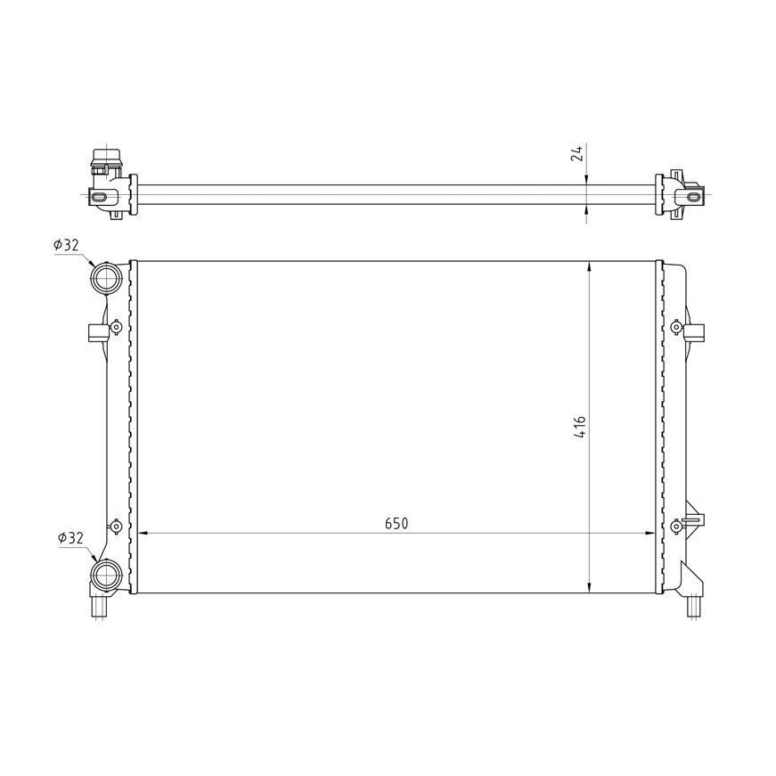GVA RADYATÖR GOLF V-CADDY III-JETTA III-PASSAT-TOURAN-A3-LEON-OCTAVIA AC KLİMASIZ MEK OTOM 650X416X24 BRAZING (1K0121251E)