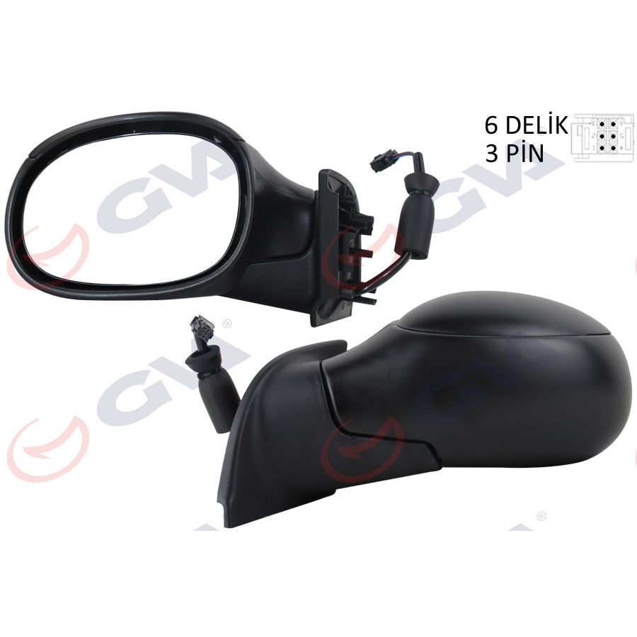 GVA DIŞ DİKİZ AYNASI SOL C3 02> ELEKTRİKLİ ISITMALI KONVEKS 3 FİŞ VM-501EL (8149.FJ)