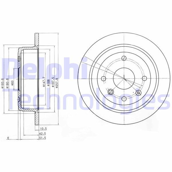 DELPHI ARKA FREN DİSKİ AVEO 05 13 LACETTI 2005 NUBIRA 2005 OPTRA 2003-2008 257X10.5X60X4DL DOLU (24535045)