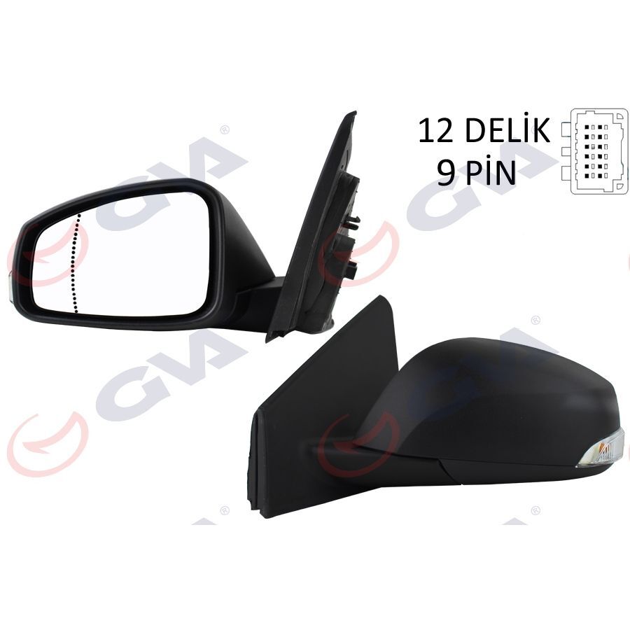 GVA DIŞ DİKİZ AYNASI SOL MEGANE-FLUENCE 08> ELEKTRİKLİ ISITMALI SİNYALLİ SENSÖRLÜ ASFERİK 9 FİŞ VM-6138EHSAL (963020180R)