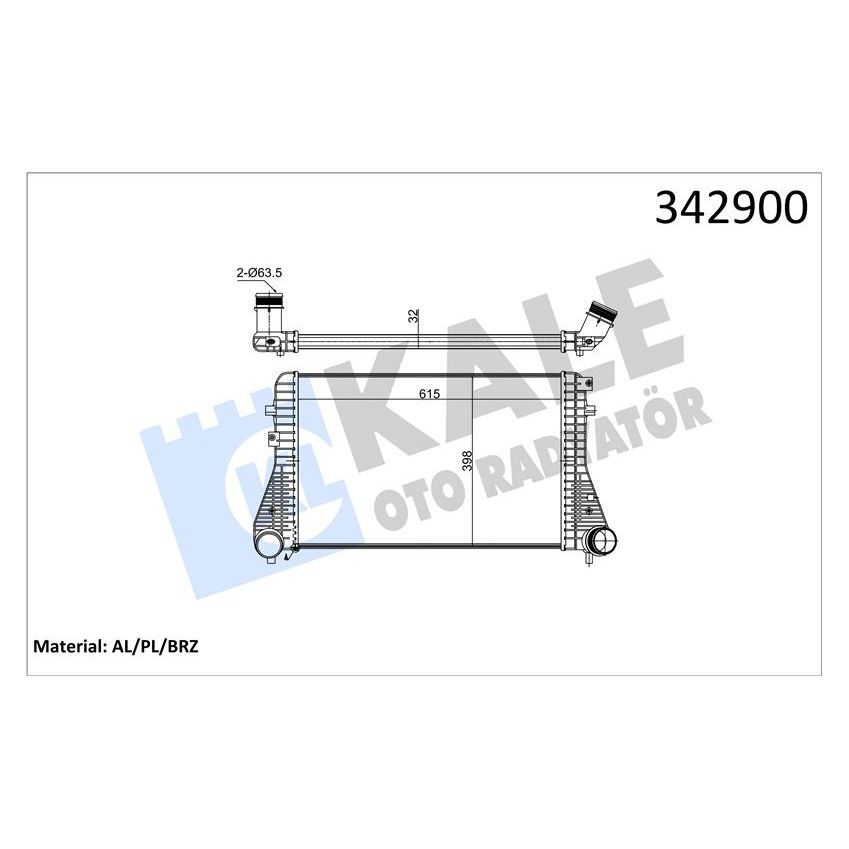 KALE RADYATOR TURBO RADYATÖRÜ INTERCOOLER PASSAT-TIGUAN-SHARAN-ALHAMBRA 2.0TDI 08 615X398X32 AL-PL-BRZ (3C0145805AK)