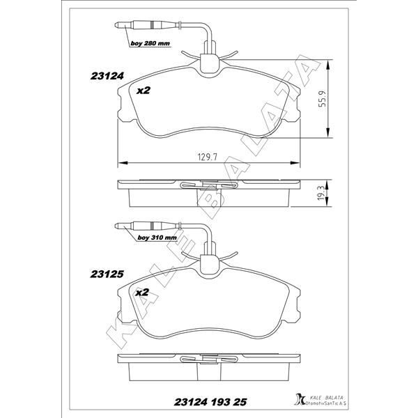 KALE BALATA ÖN BALATA PARTNER-BERLINGO 07/96 > XSARA 04/97 > P306 05/93-05/01 FİŞLİ (1611335080)