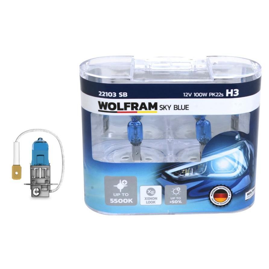 WOLFRAM AMPUL 12V H3 100 PK22S SKY BLUE BEYAZ IŞIK