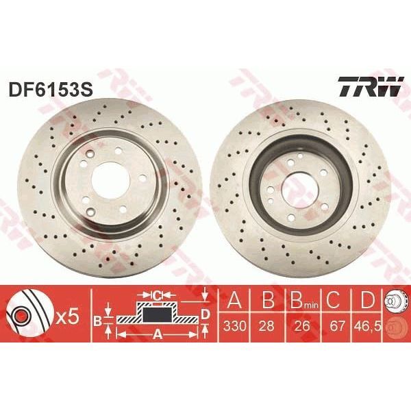 TRW FREN DISKI ON MERCEDES W203 CL203 S203 C209 A209 R171 AMG SPOR TIP (A2034211312)