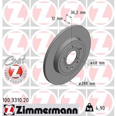 ZIMMERMANN ARKA FREN AYNASI A4-A4 AVANT 8ED.B7 2.0 TFSI/2.0 TDI/2.5 TDI/2.7 TDI.3.0 QUATTRO.3.0 TDI.3.2 FSI 986479252-DF4756 (8E0615601M)