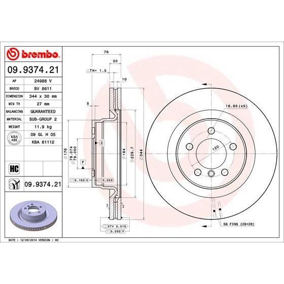 BREMBO ÖN FREN DİSKİ. RANGE-ROVER 30 DIZ. (SDB500182)